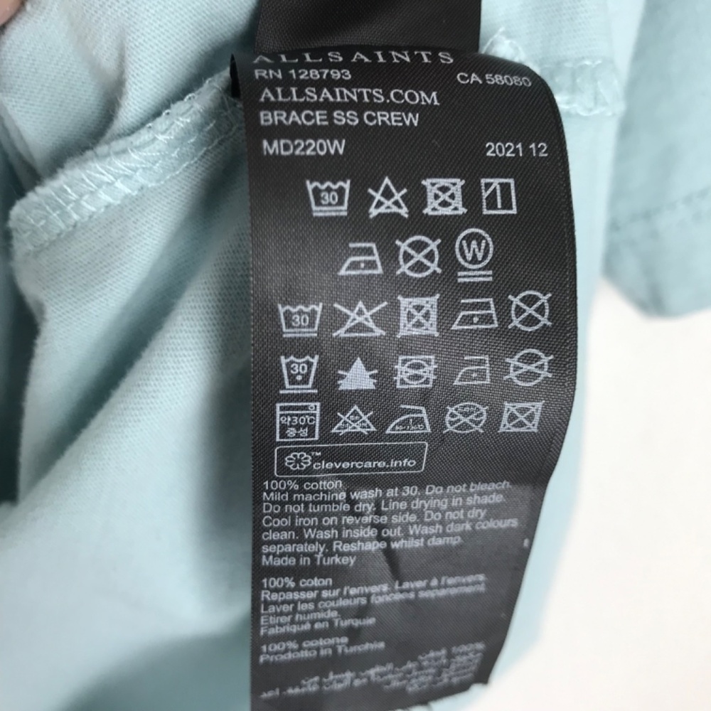 AllSaints Pale Blue Crewneck Short Sleeve Tee - Picture 9 of 9
